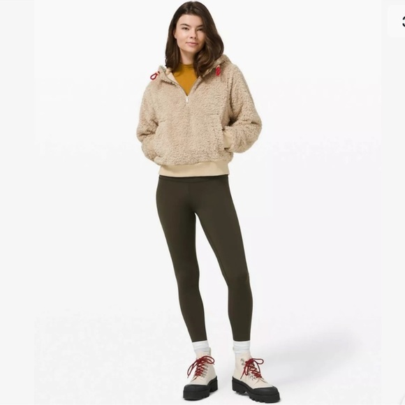 Lululemon Oh So Sherpa Half Zip Hoodie Cropped Tan Neutral 0 - Picture 4 of 16